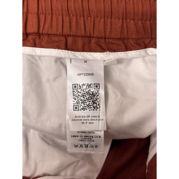 Mr. P Pants 36 Mens Mr Porter Cotton Blend Orange Casual Drawstring Crop - Picture 7 of 8